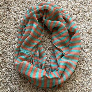 Orange/Turquoise Striped Infinity Scarf
